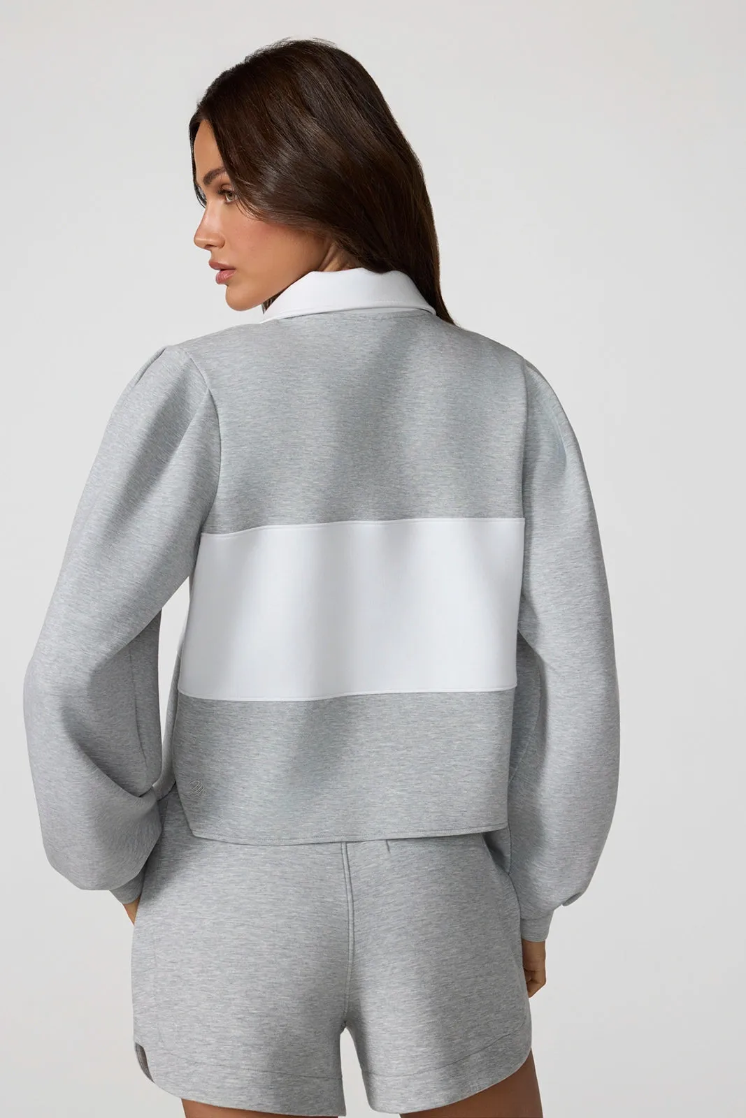 Dreamweave™ Puff Sleeve Rugby - Htr Concrete/Brilliant White sold by MPG product image thumbnail 3