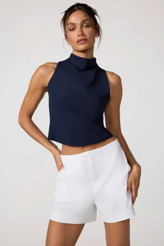 Ribbed Mock Neck Tank - Navy Blazer made by MPG