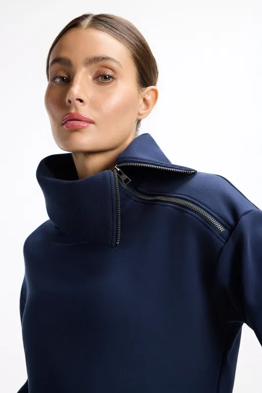Ultrasoft Fleece Asymmetrical Half Zip - Navy Blazer made by MPG