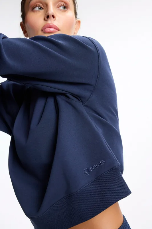Ultrasoft Fleece Mock Neck Cropped Sweatshirt - Navy Blazer made by MPG