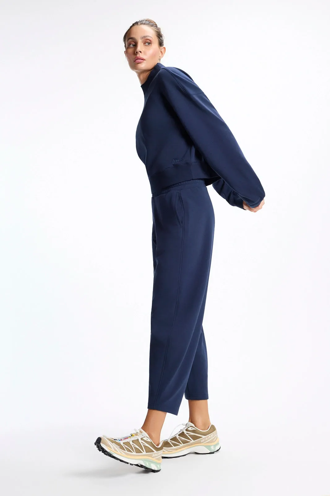 Ultrasoft Fleece Mock Neck Cropped Sweatshirt - Navy Blazer sold by MPG product image thumbnail 5