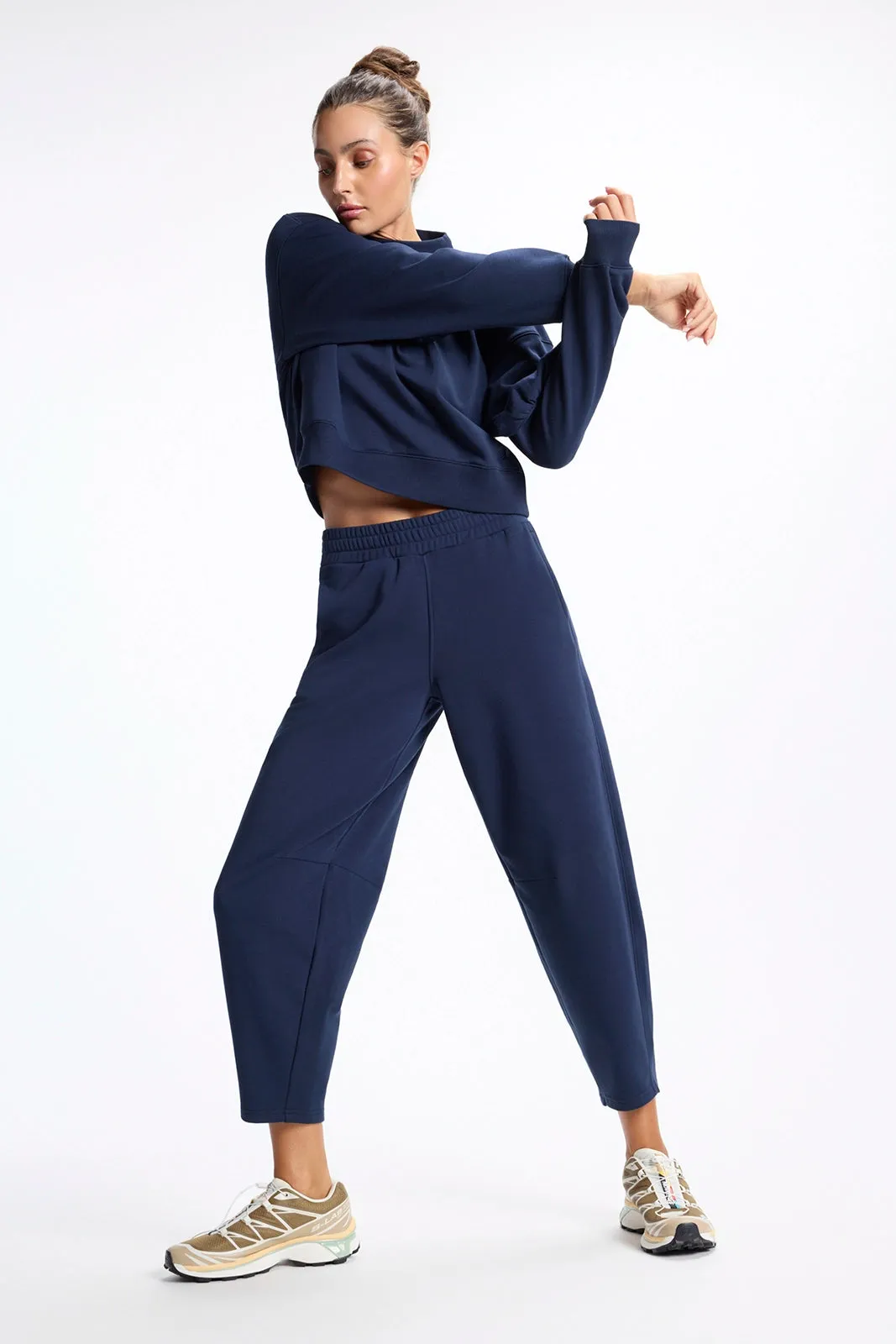 Ultrasoft Fleece Mock Neck Cropped Sweatshirt - Navy Blazer sold by MPG product image thumbnail 4