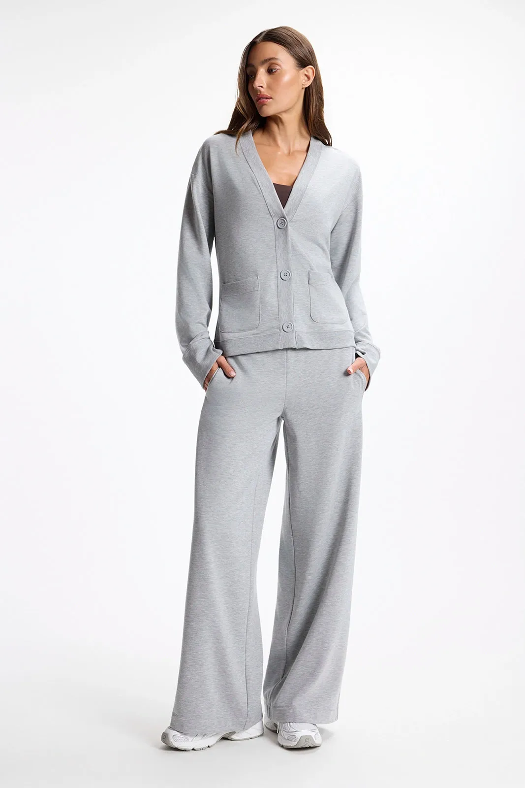 Cozy Fleece Button Up Cardigan - Htr Concrete sold by MPG product image thumbnail 2