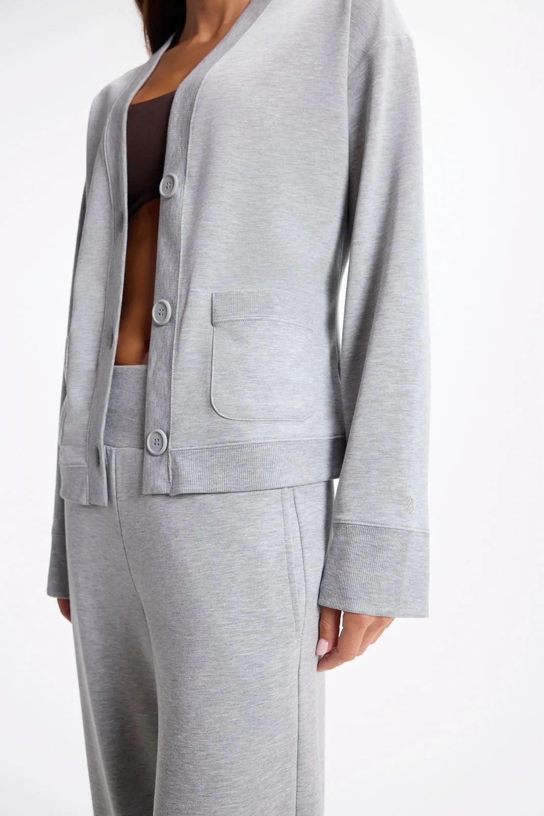 Cozy Fleece Button Up Cardigan - Htr Concrete sold by MPG product image thumbnail 5