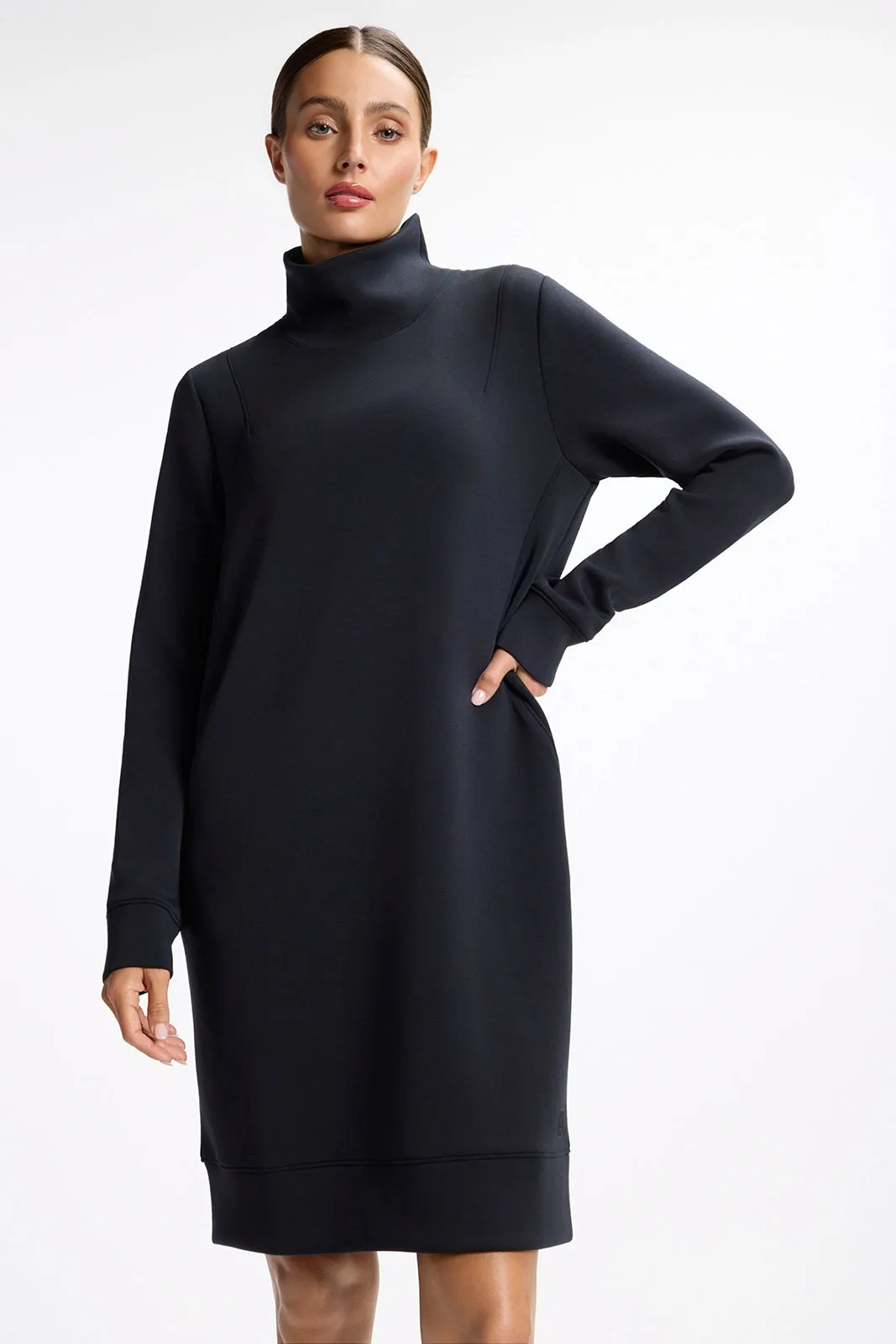 Dreamweave™ Long Sleeve Mock Neck Dress - Black sold by MPG product image thumbnail 3