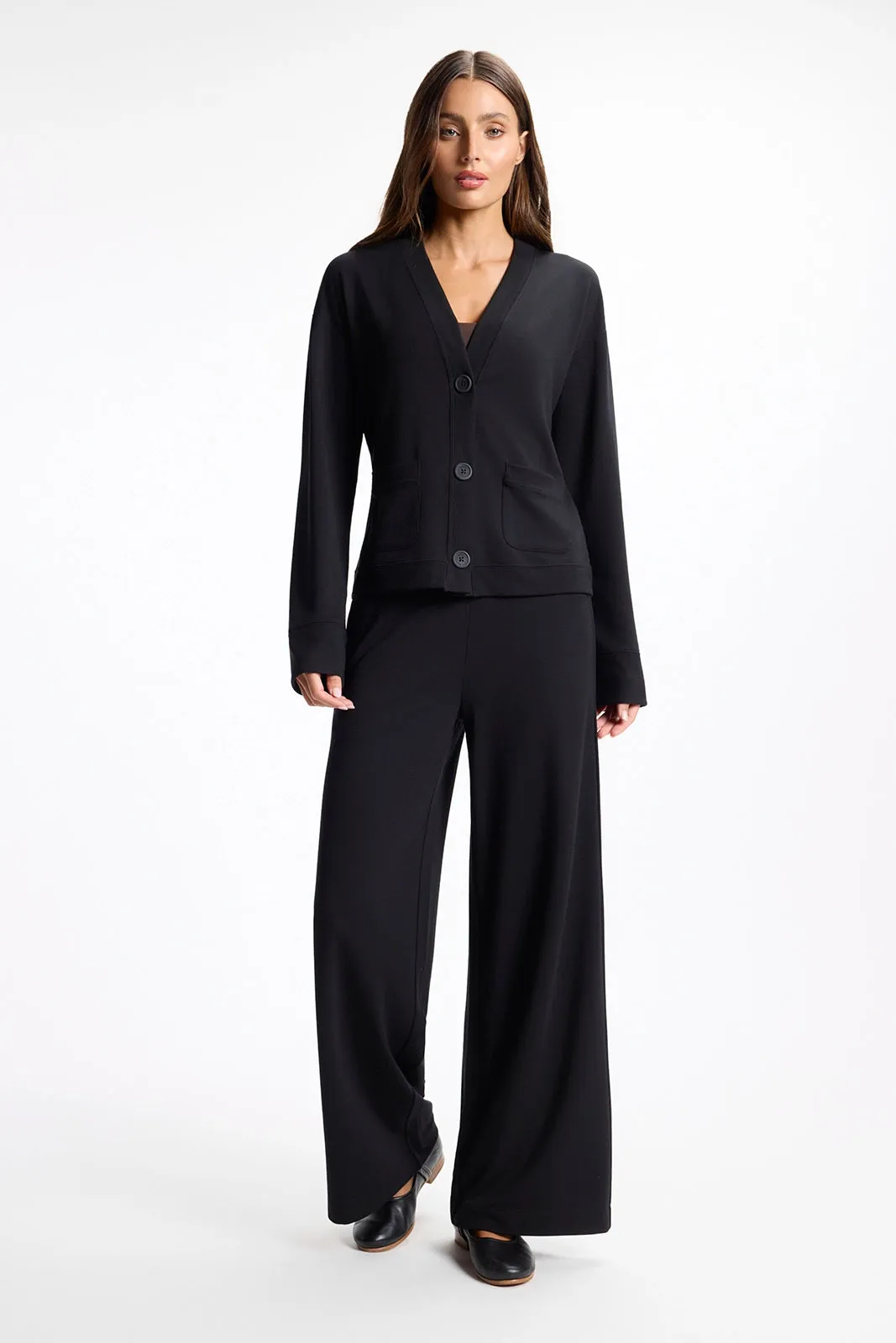 Cozy Fleece Button Up Cardigan - Black sold by MPG product image thumbnail 3