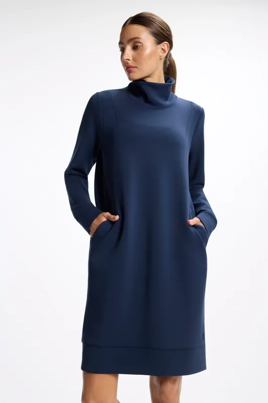 Dreamweave™ Long Sleeve Mock Neck Dress - Navy Blazer made by MPG