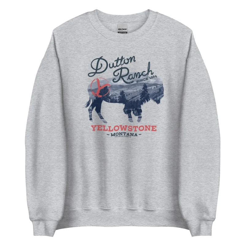 Yellowstone Dutton Ranch Montana Bison Fleece Crewneck Sweatshirt sold by MTV
