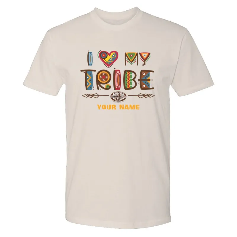 Survivor I Love My Tribe Mashup Personalized Adult Short Sleeve T-Shirt made by MTV