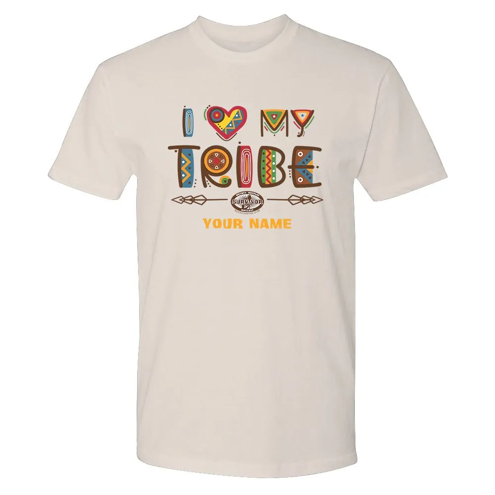 Survivor I Love My Tribe Mashup Personalized Adult Short Sleeve T-Shirt sold by MTV
