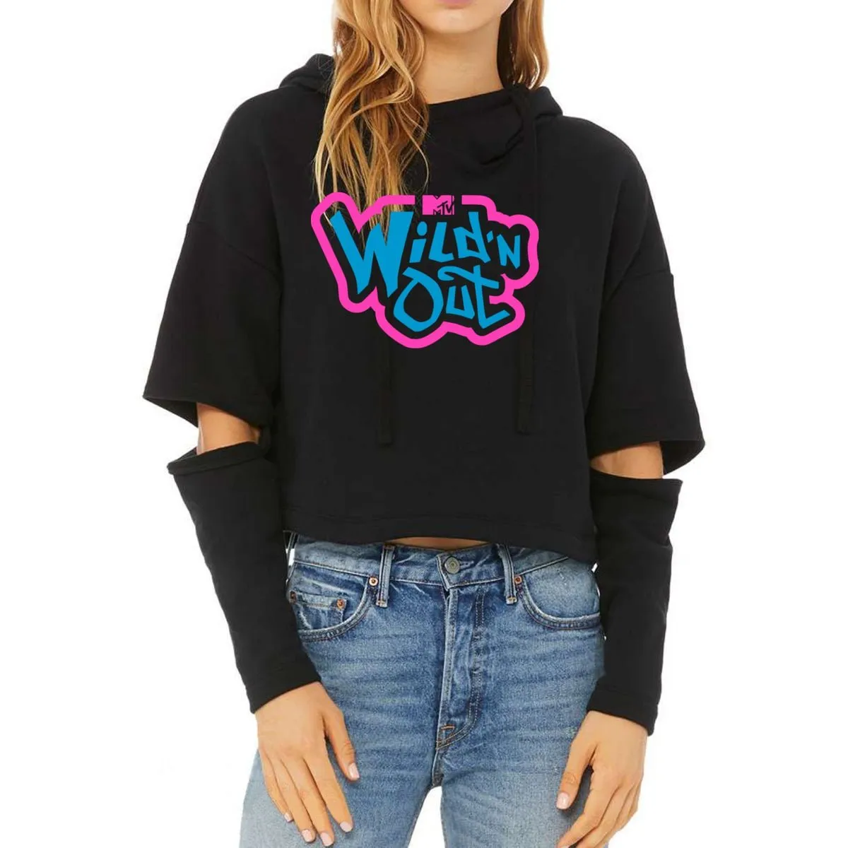 Wild 'N Out Neon Logo Women's Cut Out Hooded Sweatshirt sold by MTV