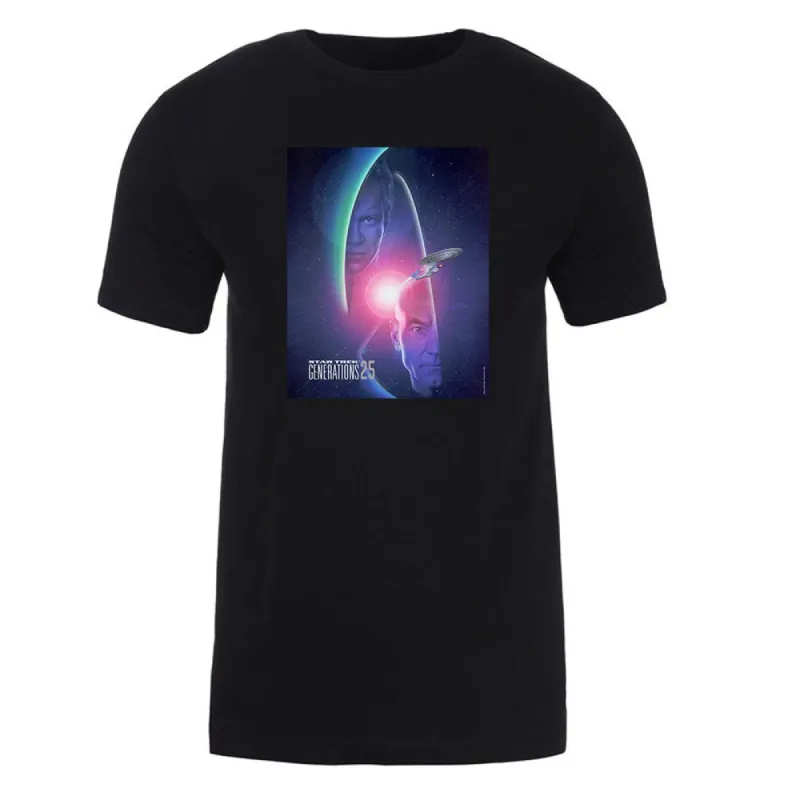 Star Trek: Generations Kirk & Picard 25 Adult Short Sleeve T-Shirt sold by MTV