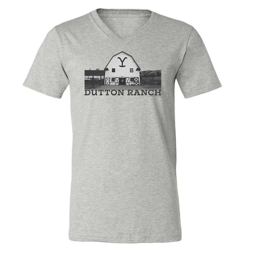 Yellowstone Dutton Ranch Barn Adult V-Neck T-Shirt sold by MTV