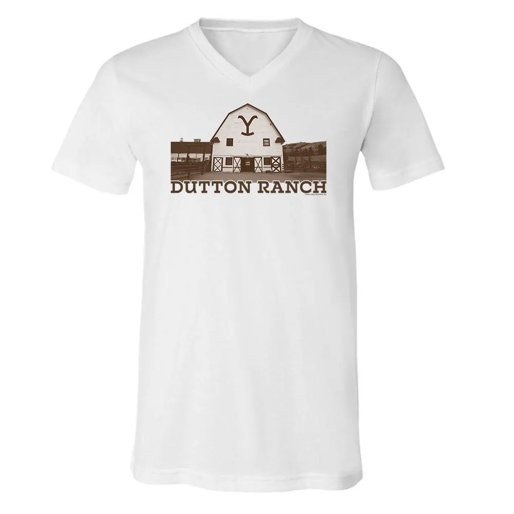Yellowstone Dutton Ranch Barn Adult V-Neck T-Shirt sold by MTV product image thumbnail 3