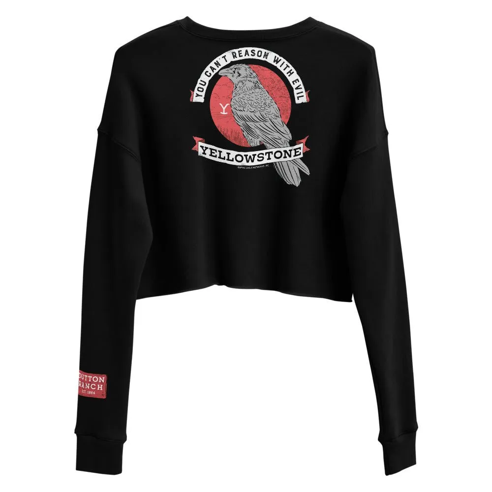Yellowstone Can't Reason With Evil Women's Fleece Crop Hooded Sweatshirt sold by MTV product image thumbnail 2