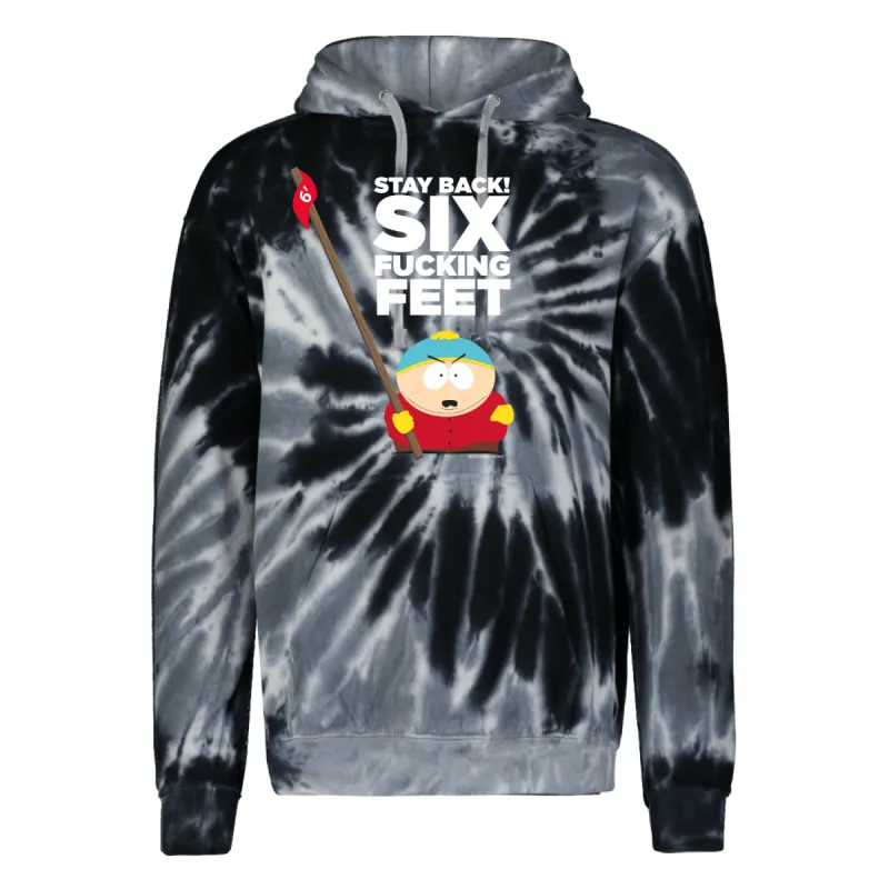 South Park Cartman Stay Six Feet Back Tie-Dye Hooded Sweatshirt sold by MTV