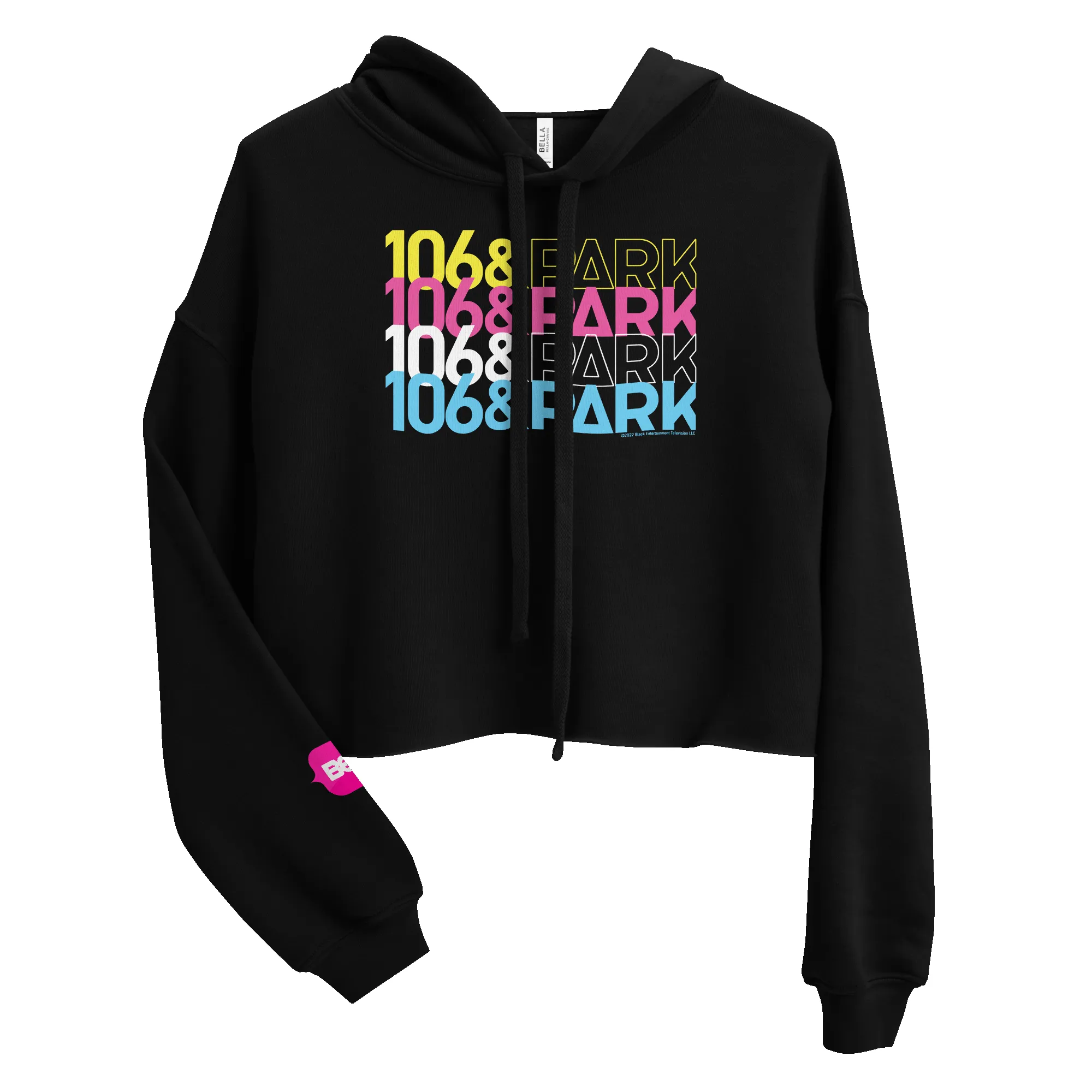 106 & Park Repeat Logo Women's Fleece Crop Hooded Sweatshirt sold by MTV