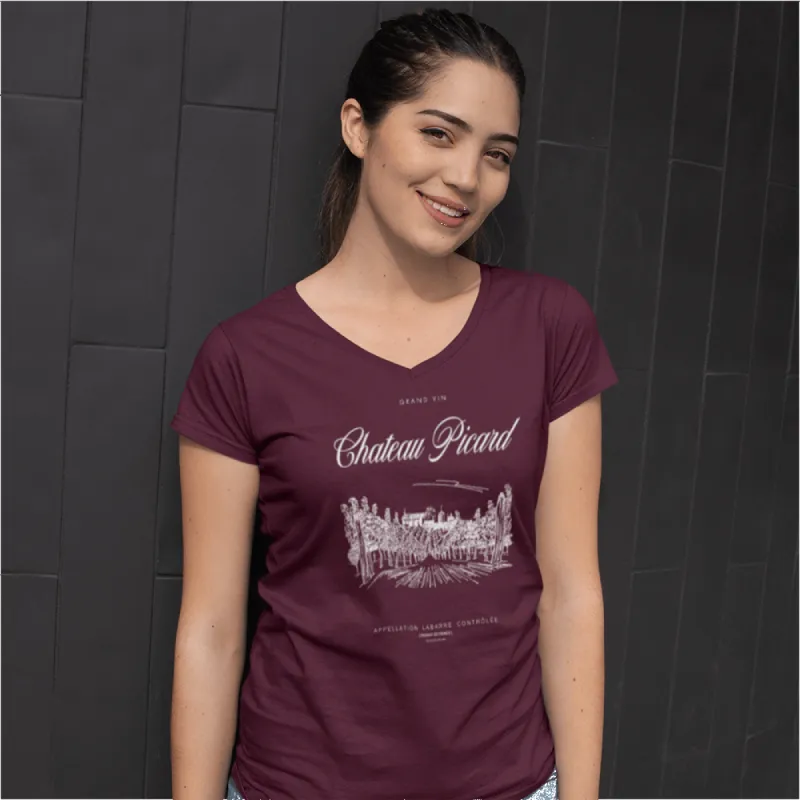 Star Trek: Picard Chateau Picard Vineyard Logo Women's V-Neck T-Shirt sold by MTV