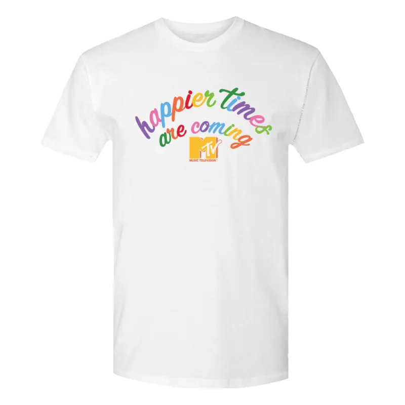 MTV Happier Times Are Coming Adult Short Sleeve T-Shirt sold by MTV