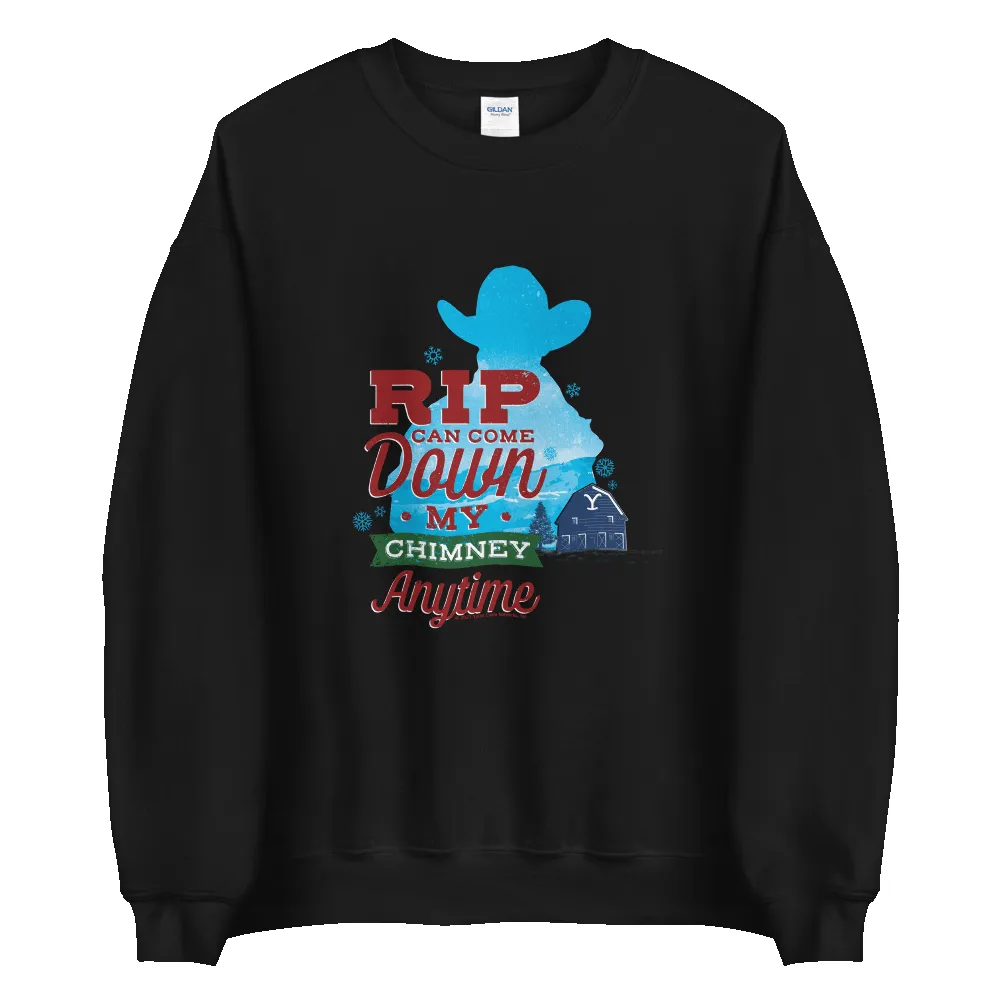 Yellowstone Rip Can Come Down My Chimney Any Time Silhouette Fleece Crewneck Sweatshirt sold by MTV product image thumbnail 3
