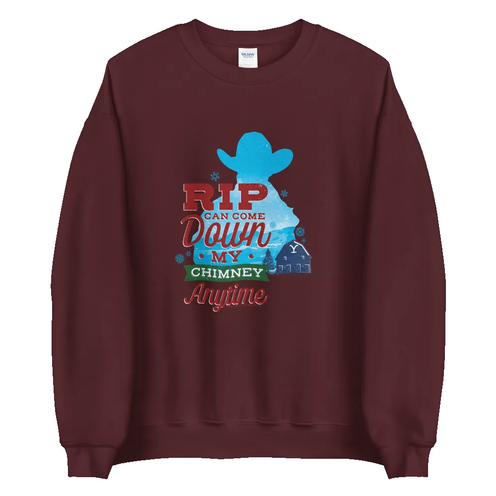 Yellowstone Rip Can Come Down My Chimney Any Time Silhouette Fleece Crewneck Sweatshirt sold by MTV product image thumbnail 4