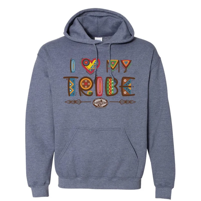 Survivor I Love My Tribe Mashup Fleece Hooded Sweatshirt sold by MTV