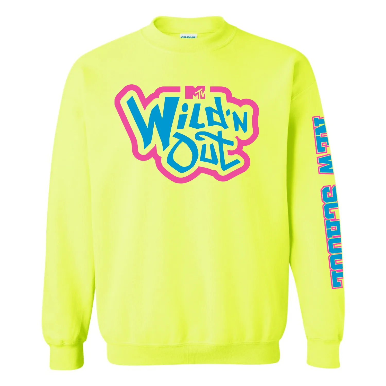 Wild 'N Out Neon Yellow New School Adult Crew Neck Sweatshirt sold by MTV