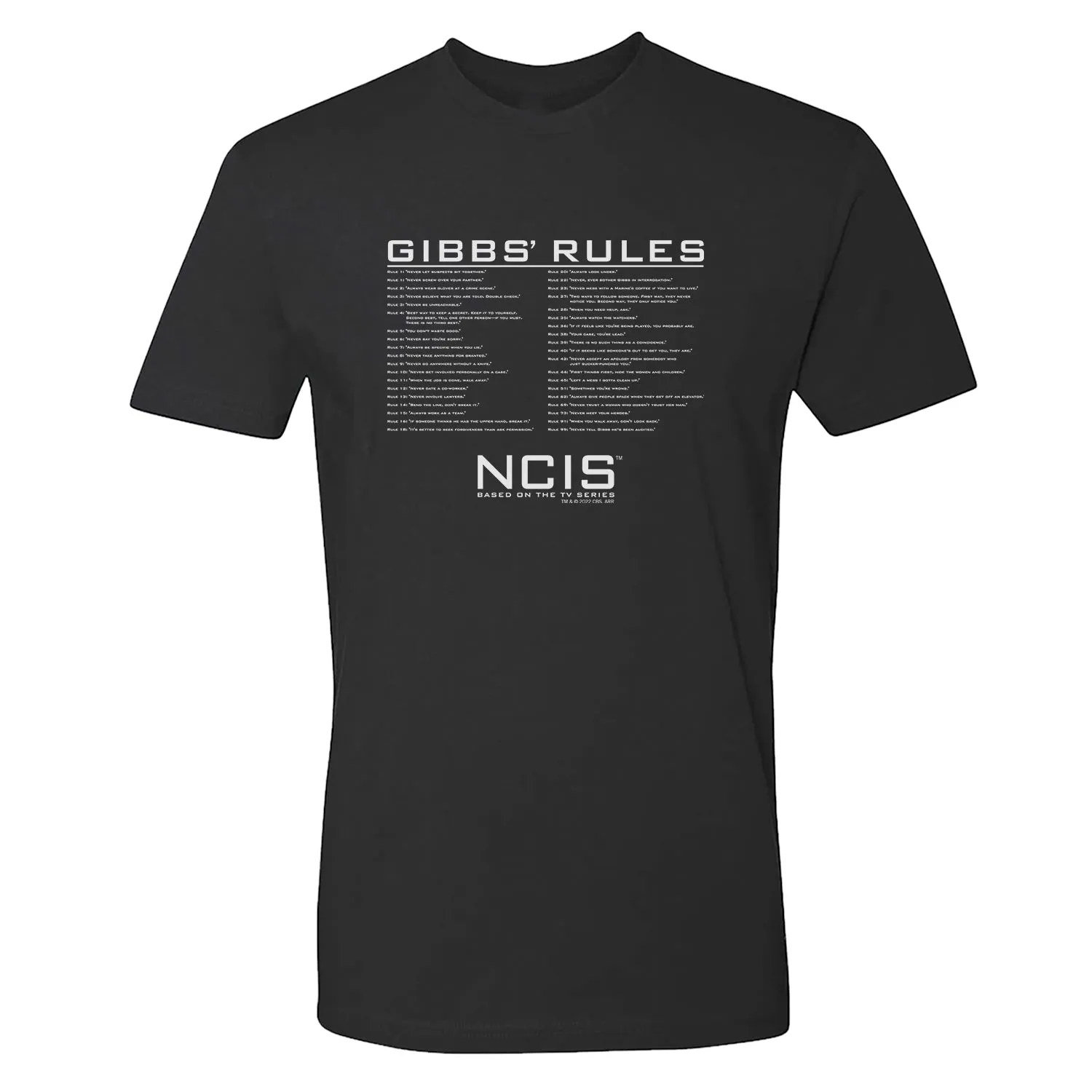 NCIS Gibbs Rules Adult Short Sleeve T-Shirt sold by MTV