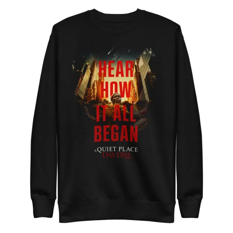 A Quiet Place: Day One Hear How It All Began Poster Unisex Crewneck sold by MTV