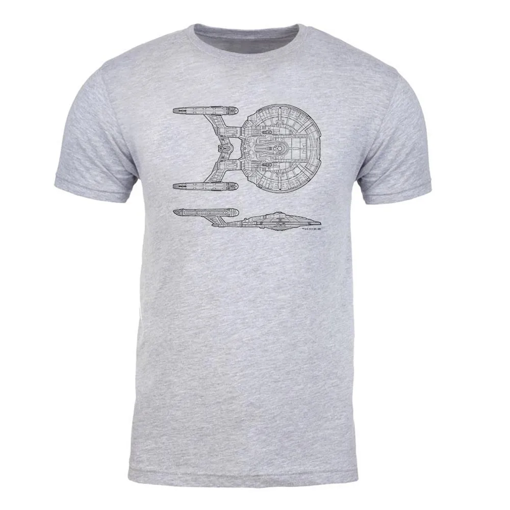 Star Trek: Enterprise NX-01 Schematic Adult Short Sleeve T-Shirt sold by MTV
