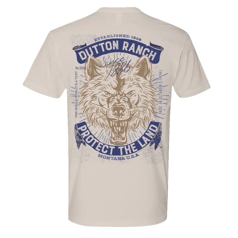 Yellowstone Dutton Ranch Protect The Land Wolf Adult Short Sleeve T-Shirt sold by MTV