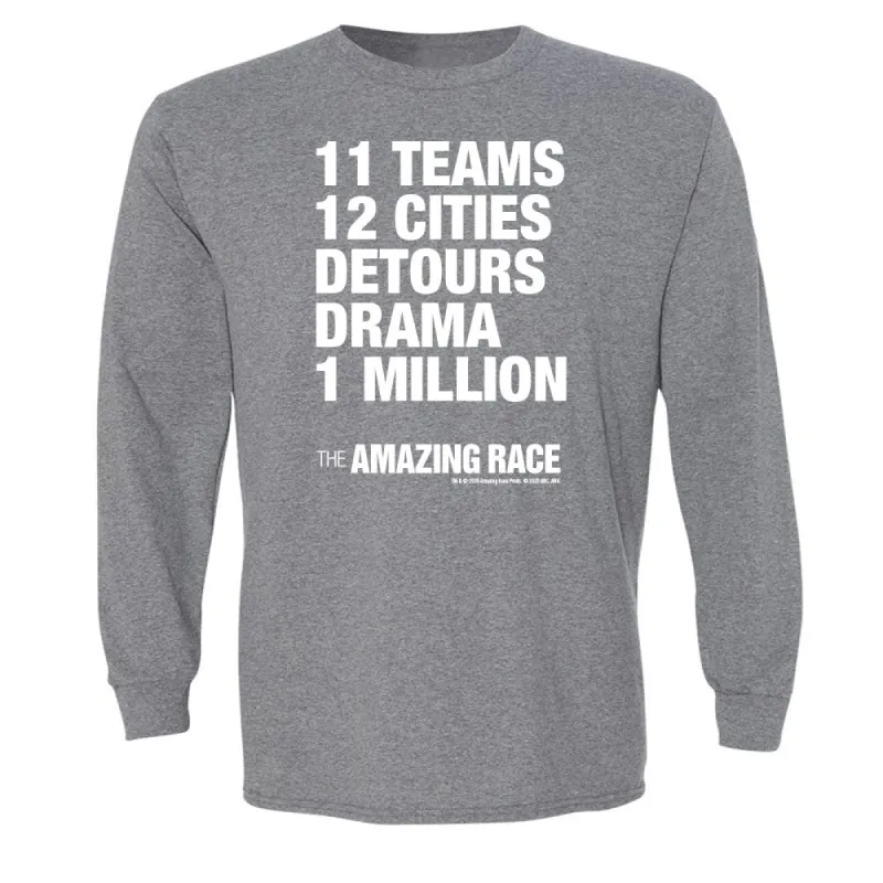 The Amazing Race White Detours Adult Long Sleeve T-Shirt sold by MTV