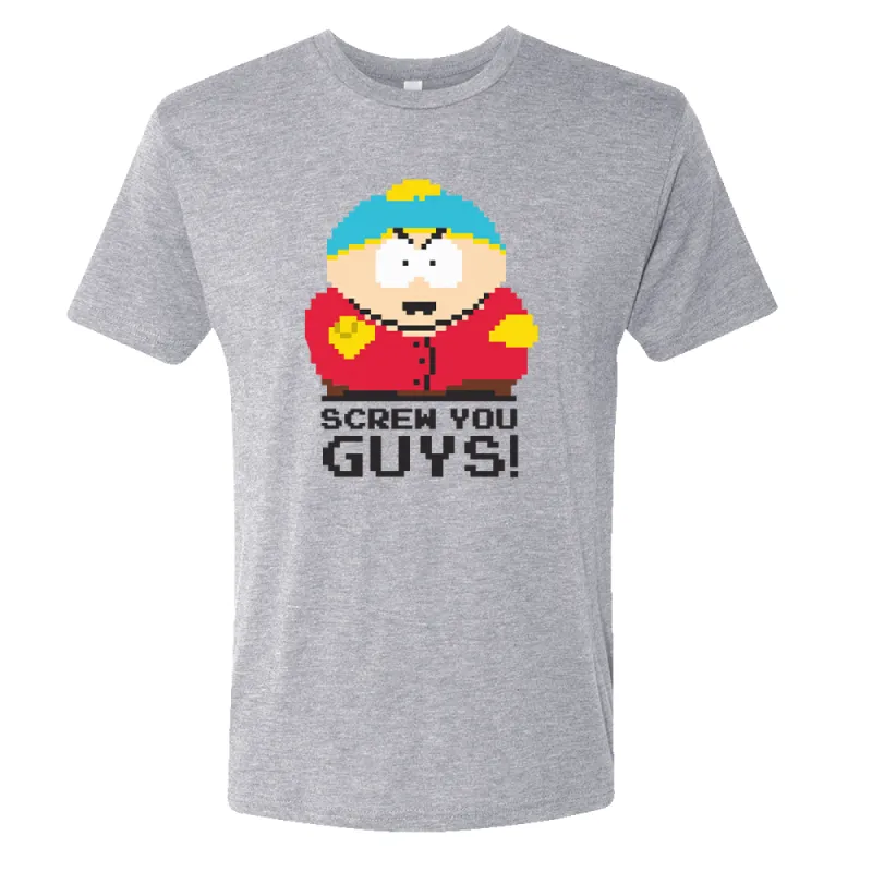 South Park 8-Bit Cartman Screw You Guys Men's Tri-Blend T-Shirt sold by MTV