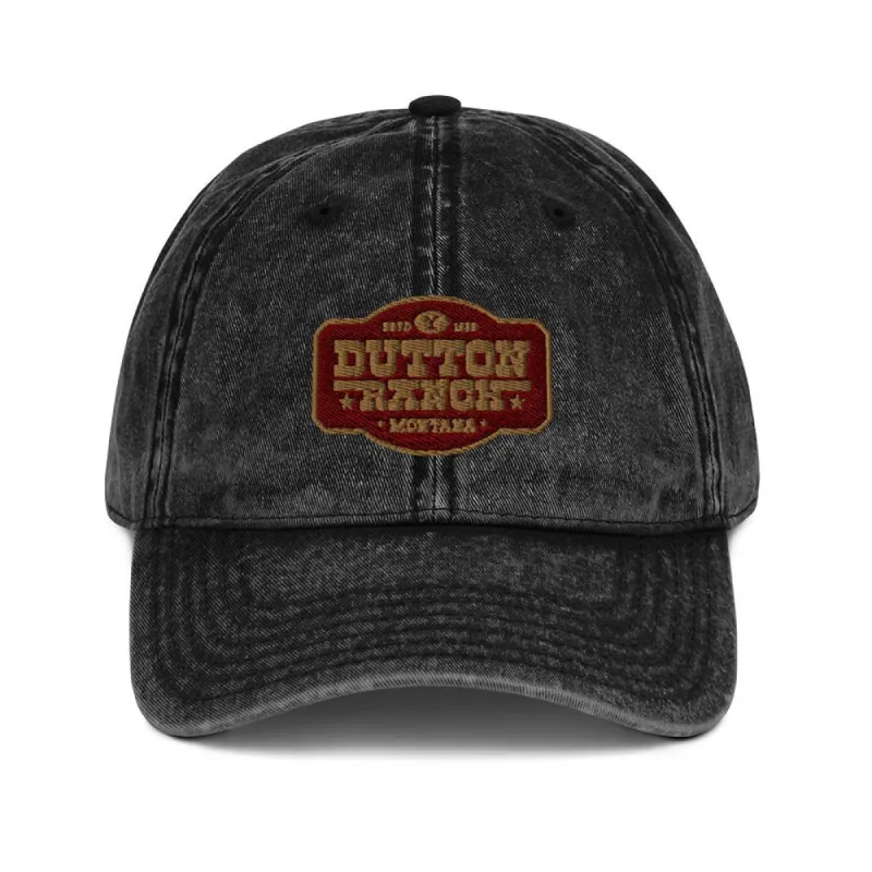 Yellowstone Dutton Ranch Patch Vintage Black Denim Cap sold by MTV