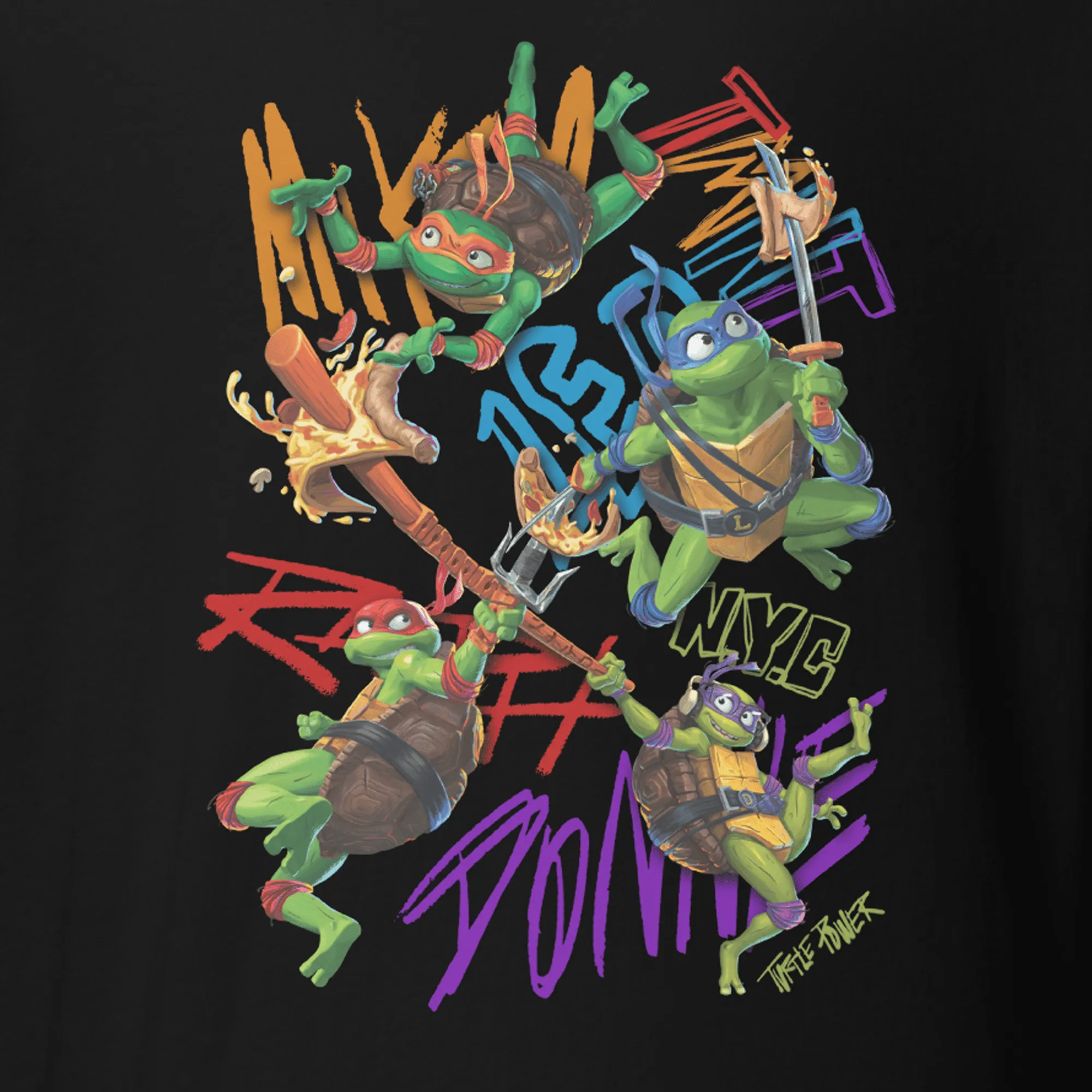 Teenage Mutant Ninja Turtles: Mutant Mayhem Pizza Adult Short Sleeve T-Shirt sold by MTV product image thumbnail 2