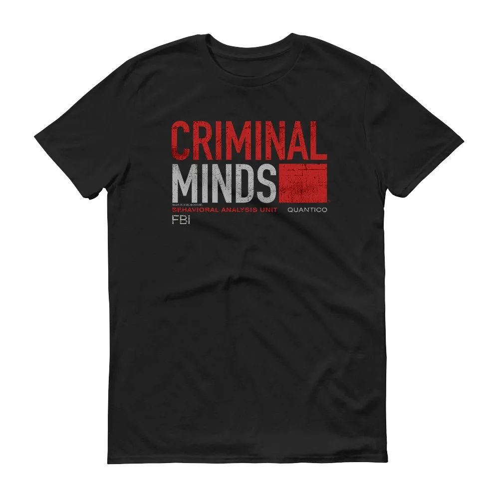 Criminal Minds Distressed BAU Quantico Adult Short Sleeve T-Shirt sold by MTV