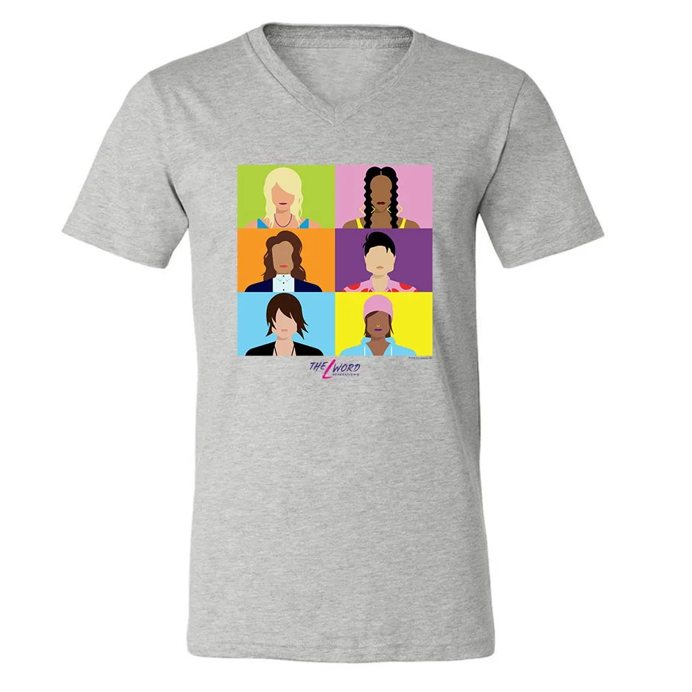 The L Word: Generation Q Faces Adult V-Neck T-Shirt sold by MTV