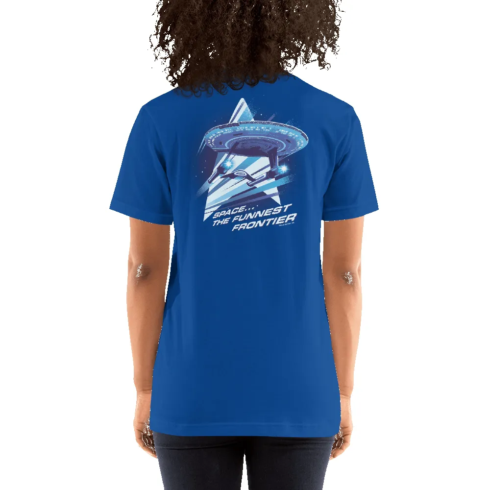 Star Trek: Lower Decks Space The Funnest Frontier Blue Unisex Premium T-Shirt sold by MTV product image thumbnail 3