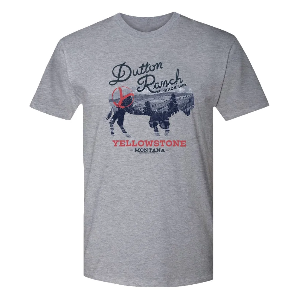 Yellowstone Dutton Ranch Montana Bison Adult Short Sleeve T-Shirt sold by MTV