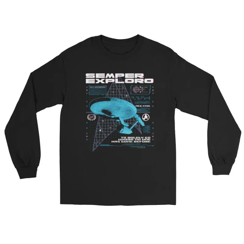 Star Trek: The Original Series Enterprise Semper Exploro Unisex Long Sleeve T-Shirt sold by MTV