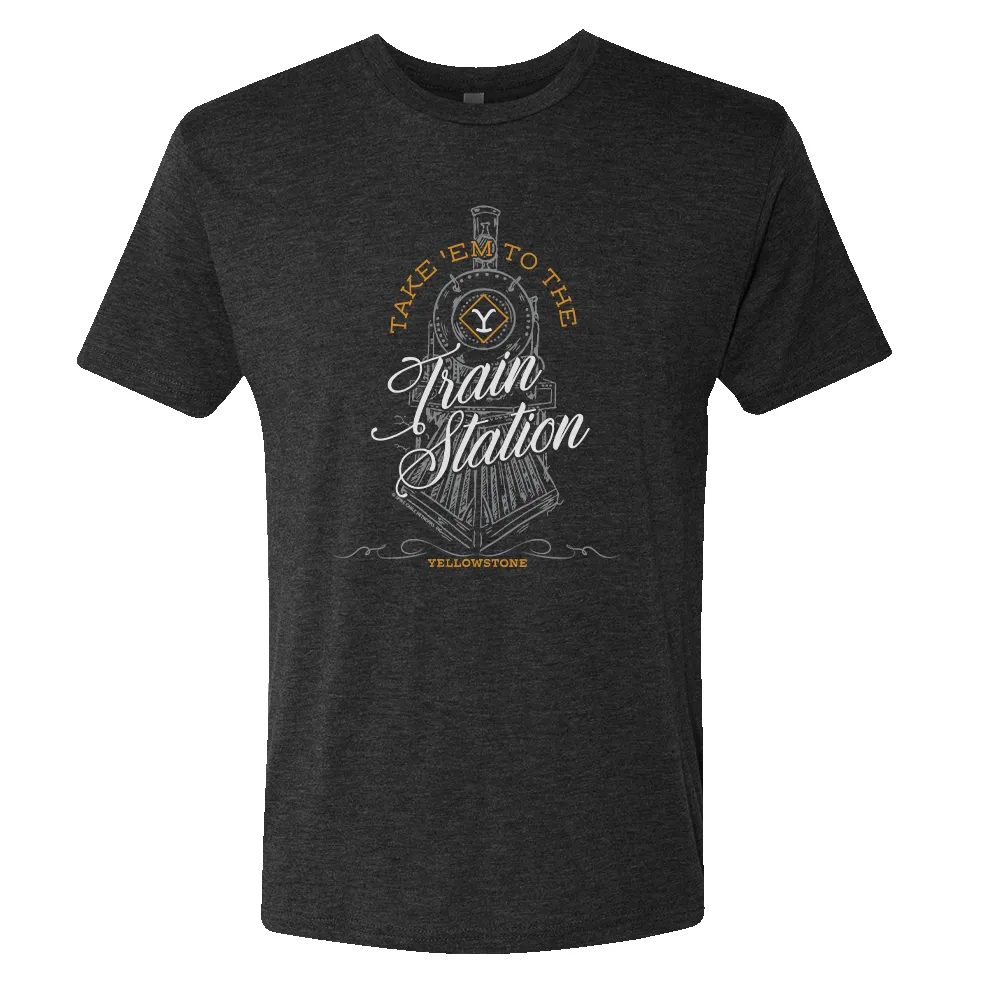 Yellowstone Take 'Em To The Train Station Adult Tri-Blend T-Shirt sold by MTV