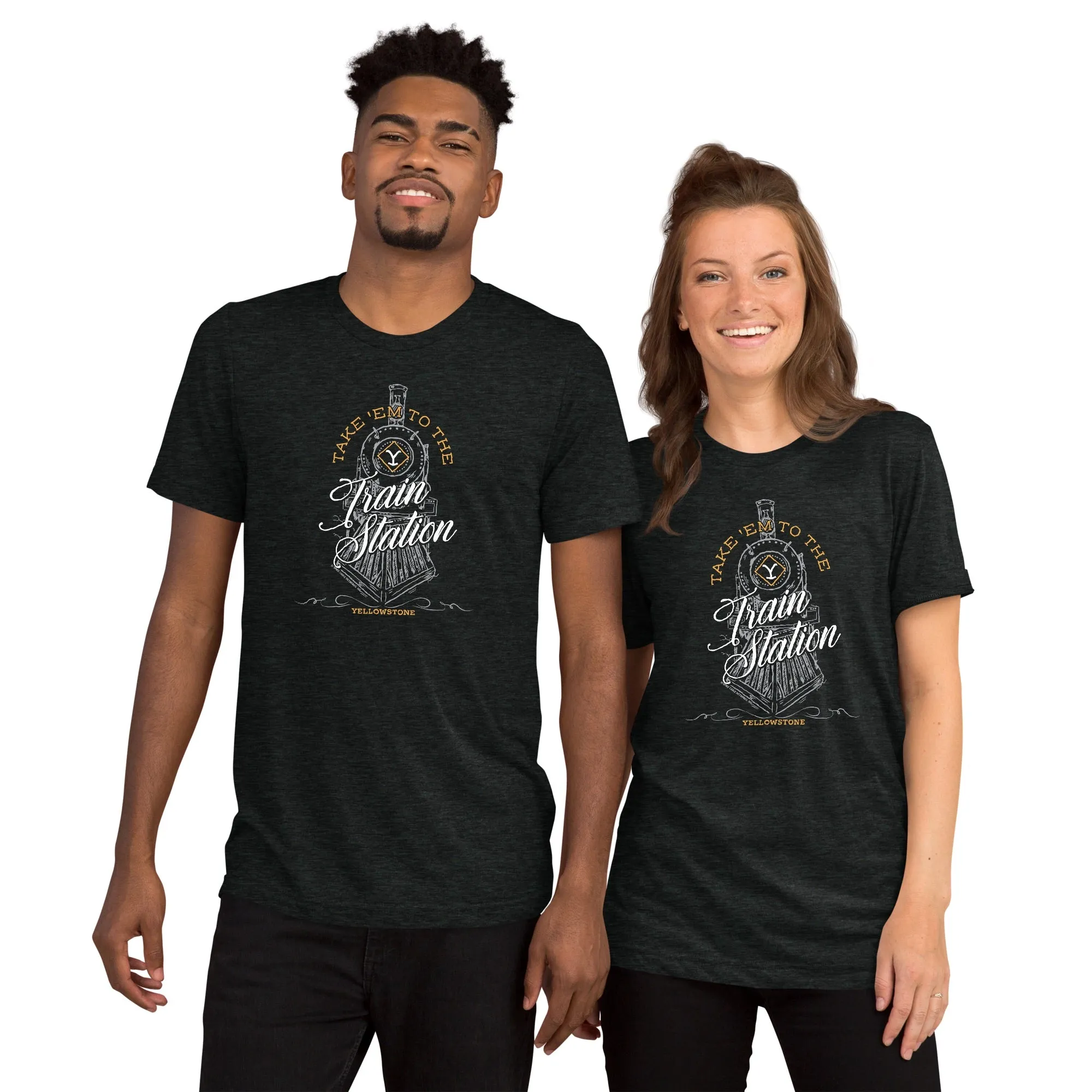 Yellowstone Take 'Em To The Train Station Adult Tri-Blend T-Shirt sold by MTV product image thumbnail 3