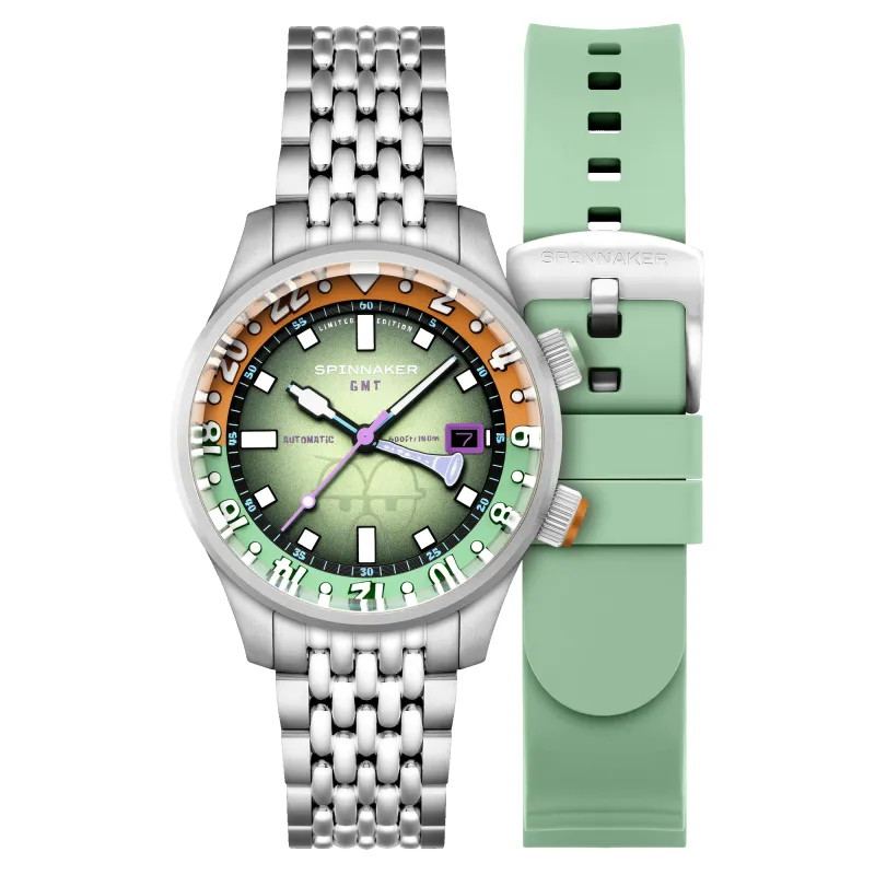 Spinnaker x Spongebob Squarepants Bradner GMT Automatic Bubbly Grins Squidward Glow Green Limited Edition Watch sold by MTV