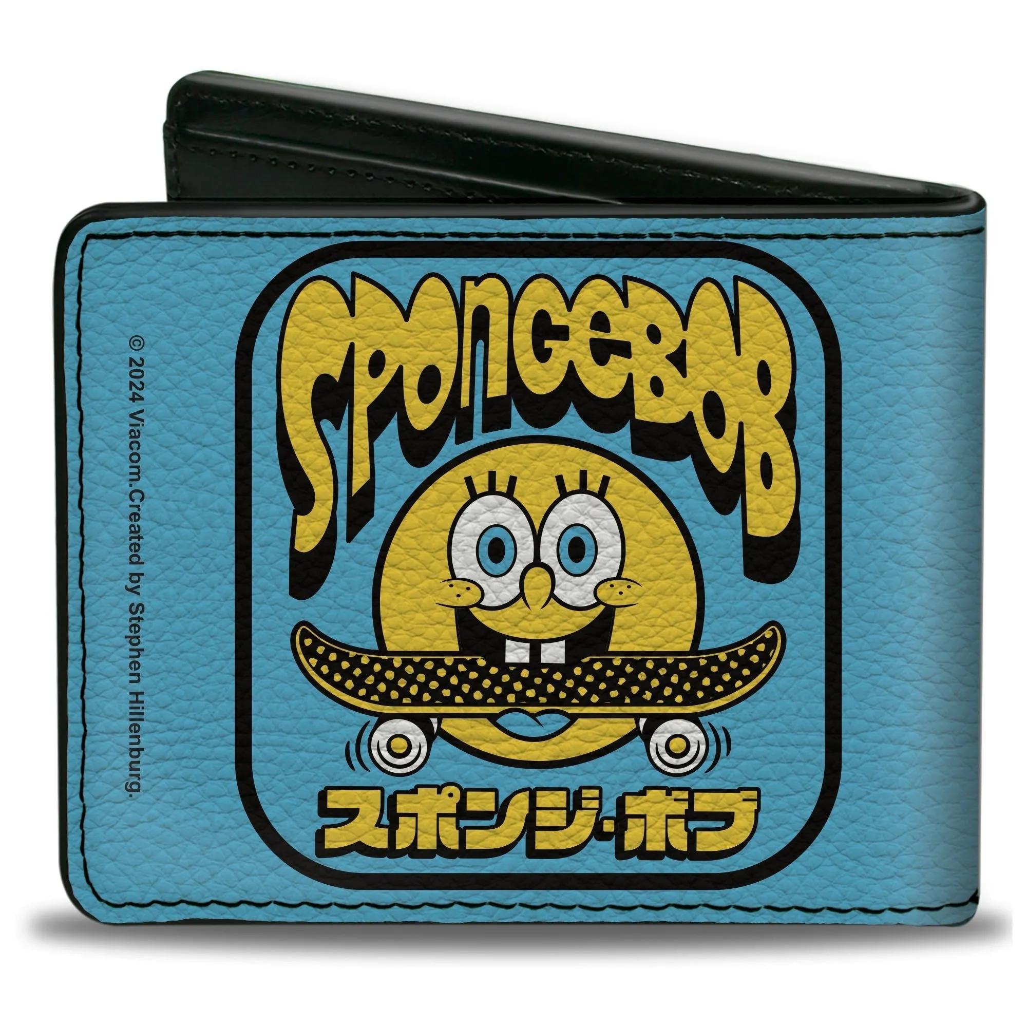 SpongeBob SquarePants Bi-Fold Wallet Skateboard Smile Face Japanese Text Blue Black Yellow sold by MTV product image thumbnail 2