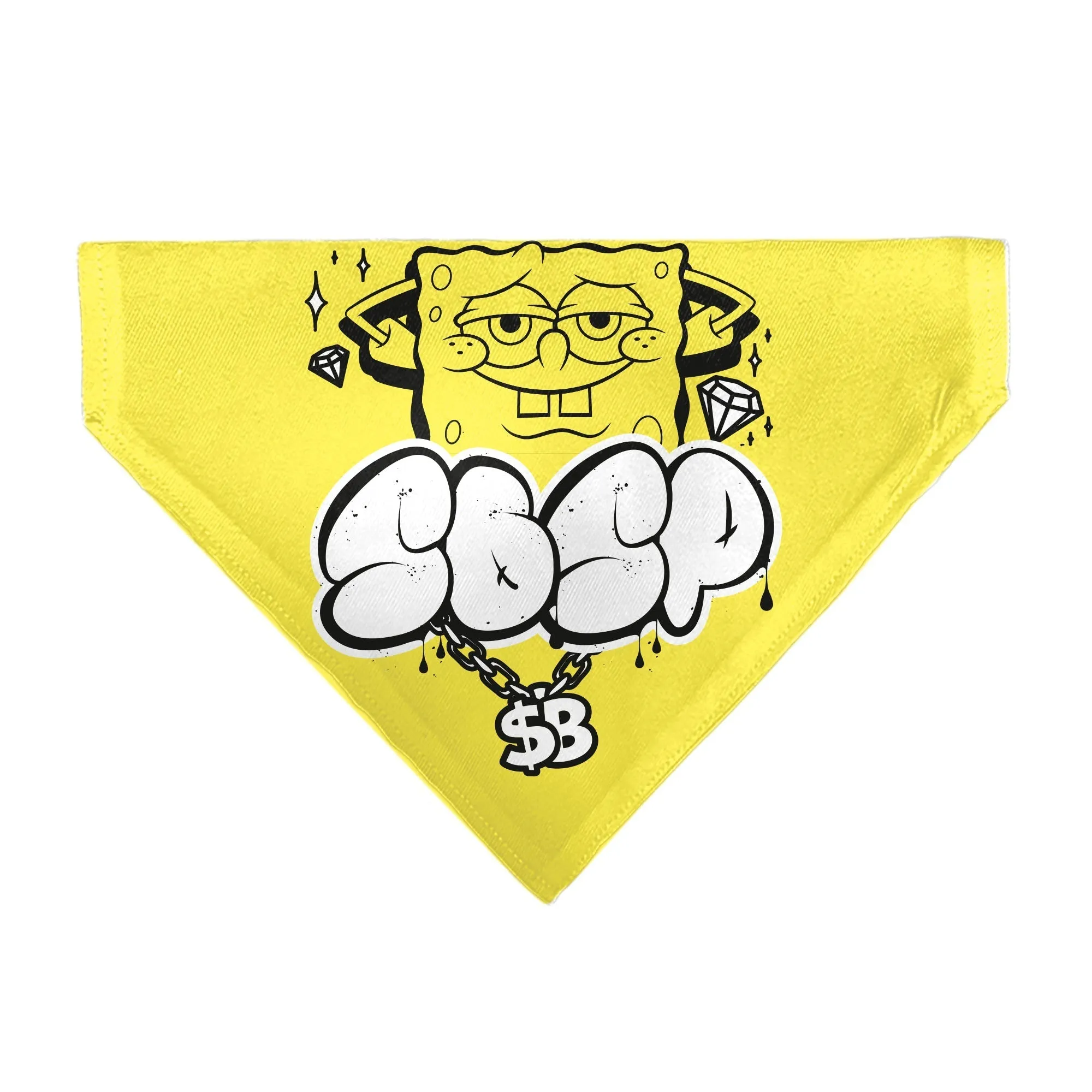 SpongeBob SquarePants Pet Bandana Chain Pose Slips Over Collar Yellow sold by MTV