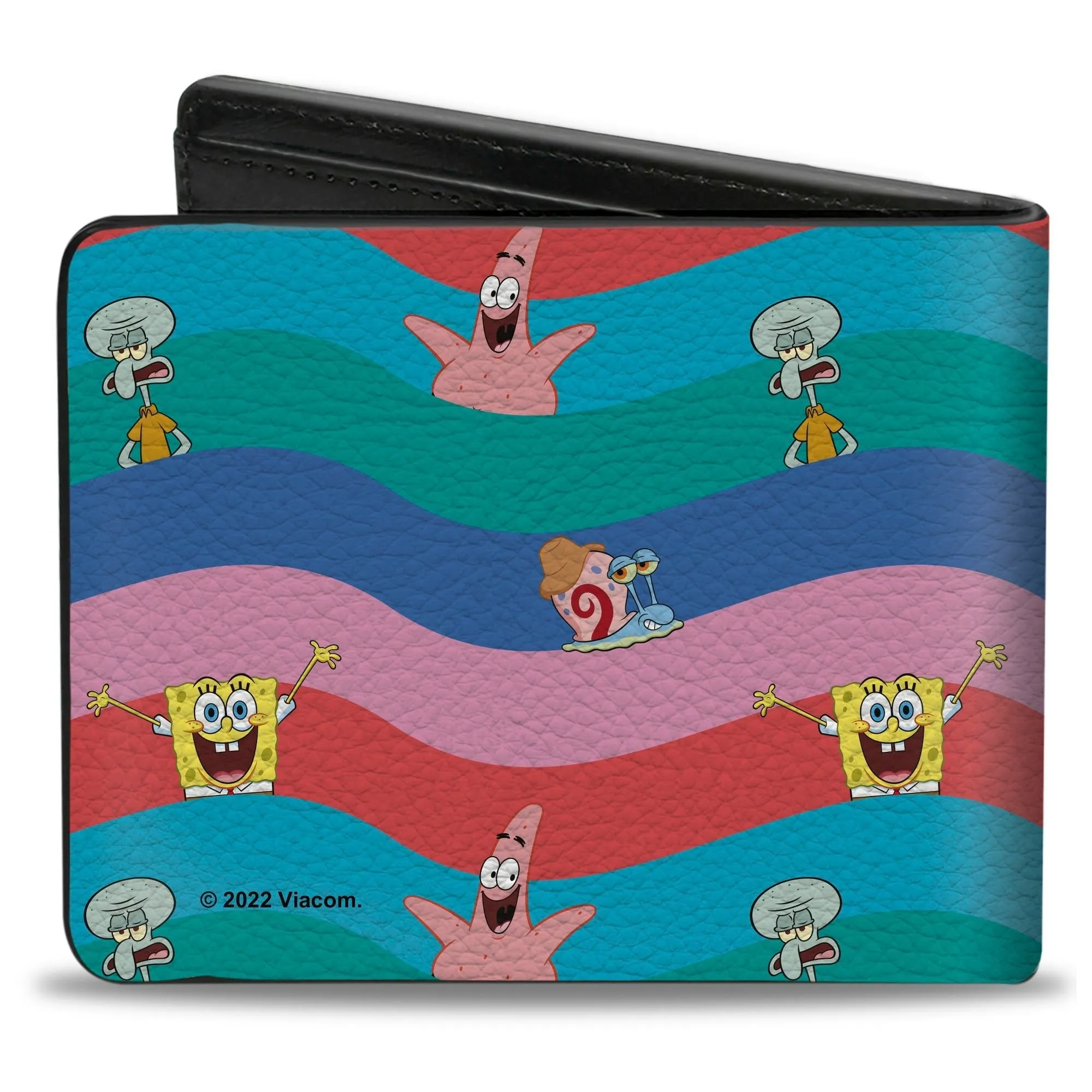 SpongeBob SquarePants Bi-Fold Wallet Friends Poses Wavy Stripe Blue Red sold by MTV product image thumbnail 2