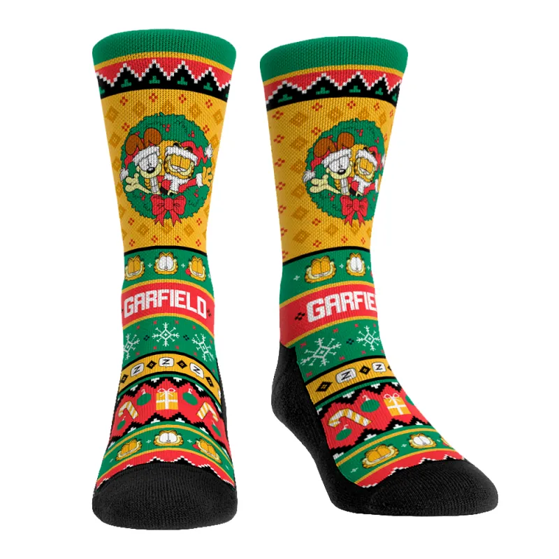 Garfield Tacky Sweater Pattern Graphic Knit Crew Socks made by MTV