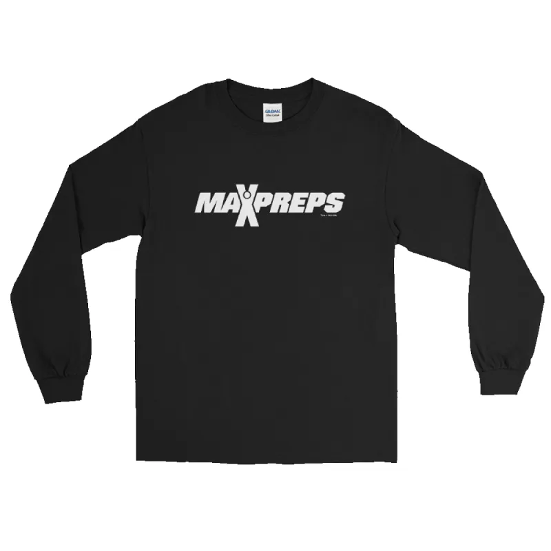 MaxPreps Logo White Adult Long Sleeve T-Shirt sold by MTV
