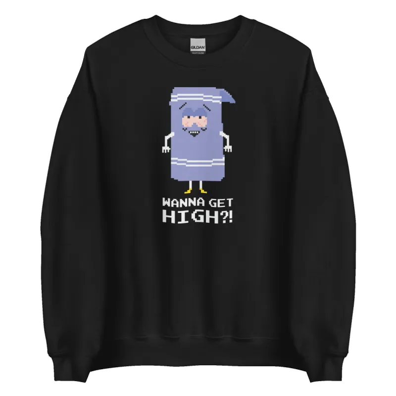 South Park Towelie Wanna Get High Fleece Crewneck Sweatshirt sold by MTV