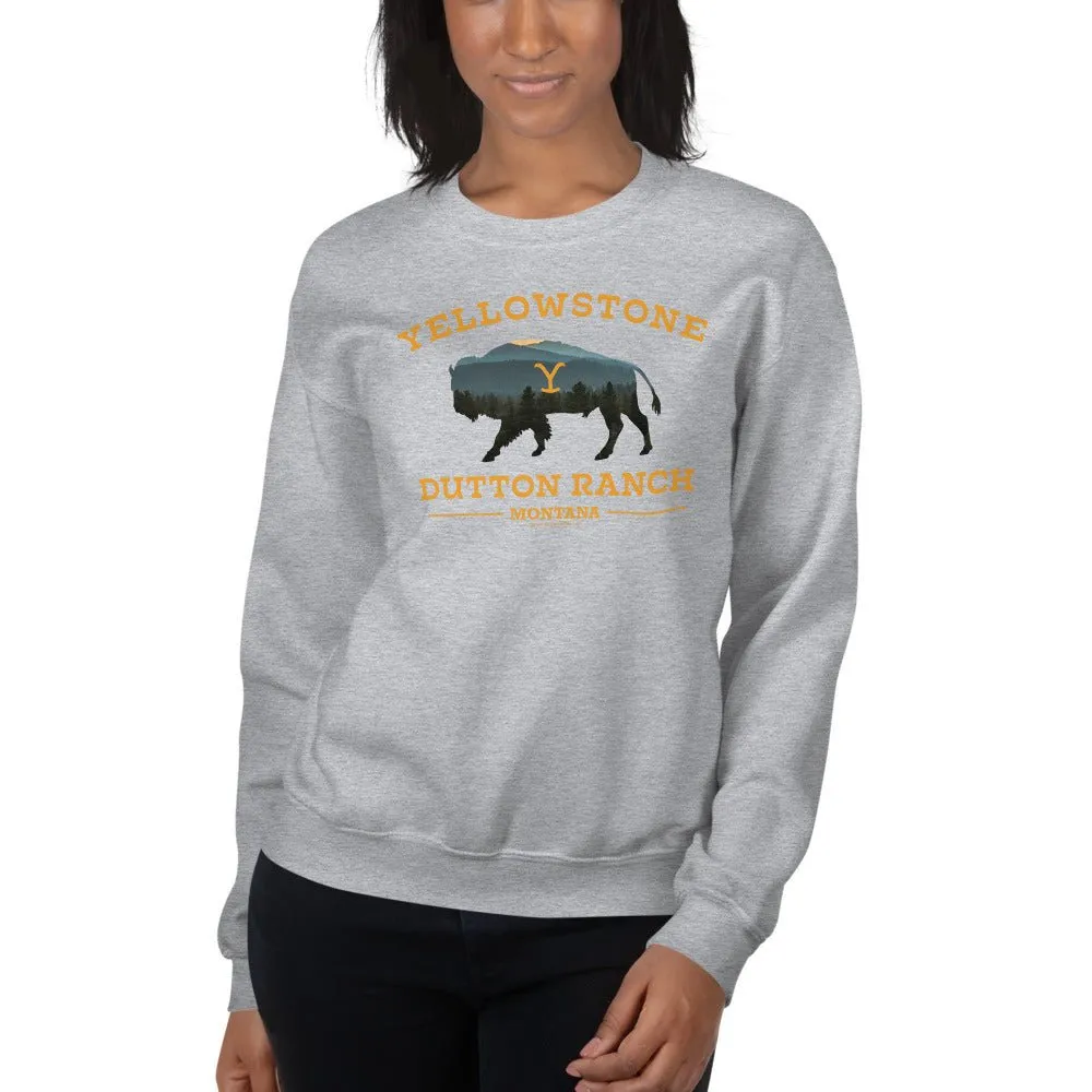Yellowstone Dutton Ranch Bison Fleece Crewneck Sweatshirt sold by MTV product image thumbnail 3